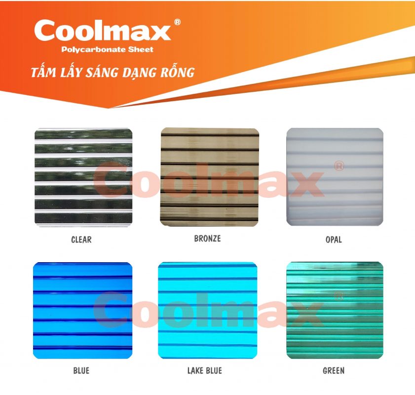 Giá tấm nhựa lấy sáng Coolmax® 3 bang mau tam poly rong coolmax Giá tấm nhựa lấy sáng Coolmax